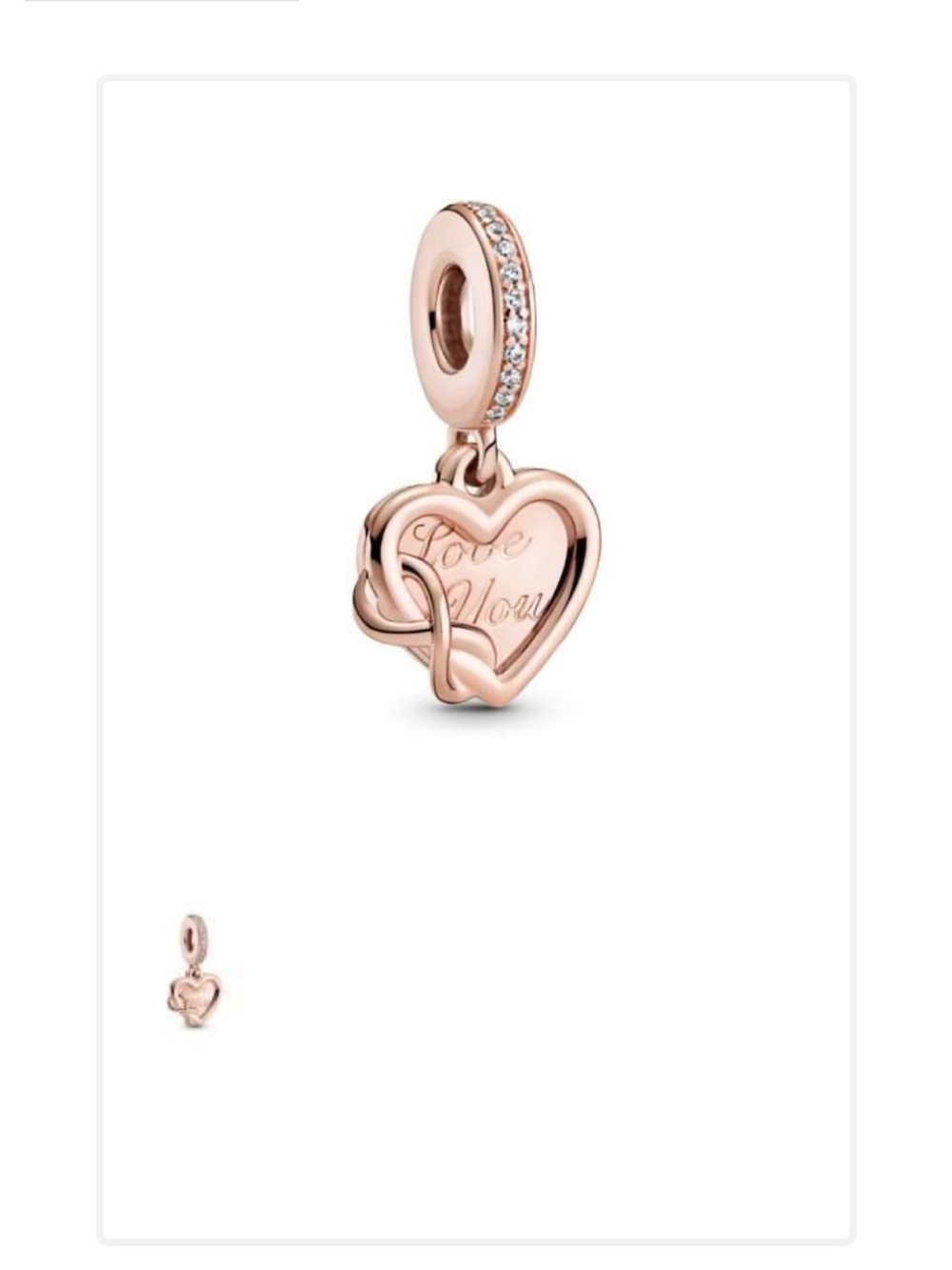 Pandora Rose Gold Heart 'Love You' Dangle Charm